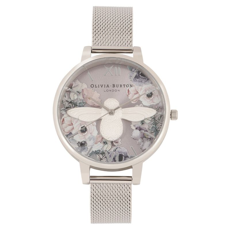 Olivia Burton Quartz Analog Silver Dial Stainless Steel Strap Watch for Women