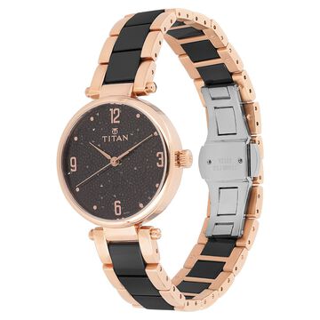 Titan Ceramics Black Dial Analog Stainless Steel and Ceramic Strap watch for Women