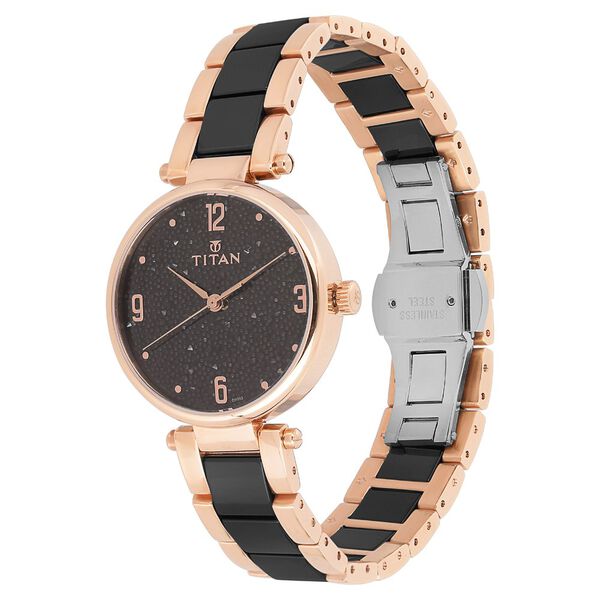 Titan Ceramics Black Dial Analog Stainless Steel and Ceramic Strap watch for Women - image number 2