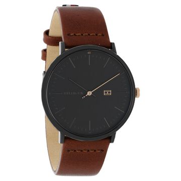 Tommy Hilfiger Quartz Analog Black Dial Leather Strap Watch for Men