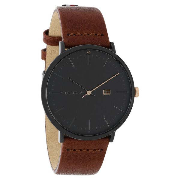 Tommy Hilfiger Quartz Analog Black Dial Leather Strap Watch for Men - image number 1