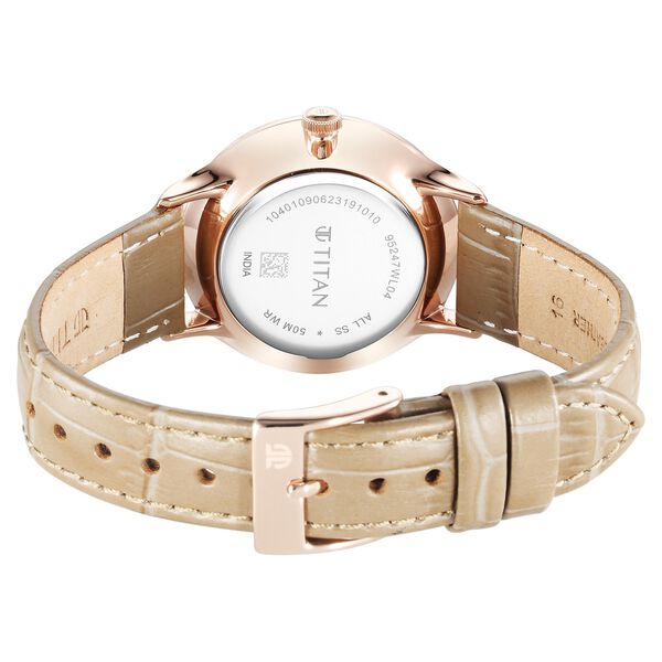 Titan Bright Leathers Silver Dial Analog with Date Leather Strap Watch for Women - image number 4