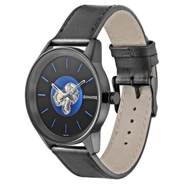 Sonata Quartz Multifunction Blue Dial Leather Strap Watch for Men