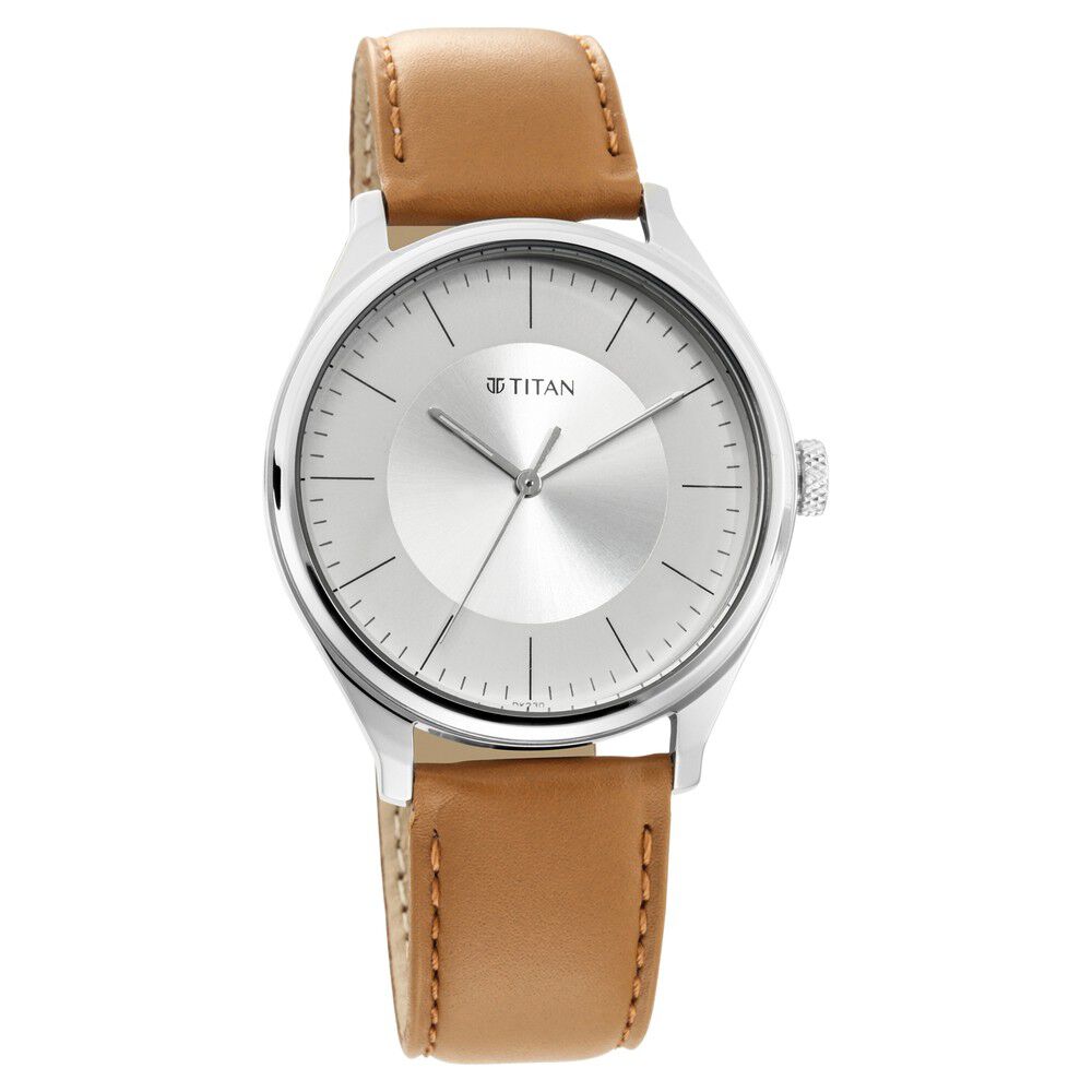 Buy Online Titan Men s Urban Edge Lustrous White Dial Leather
