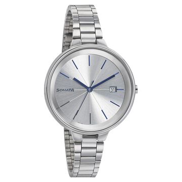 Sonata Mission Mangal Silver Dial Women Watch With Stainless Steel Strap