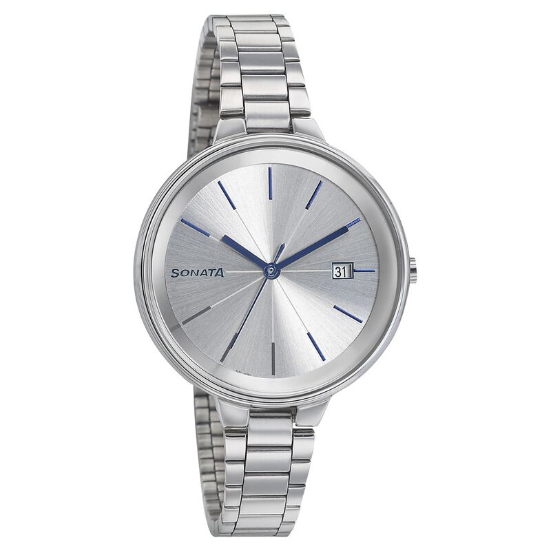 Sonata Mission Mangal Silver Dial Women Watch With Stainless Steel Strap