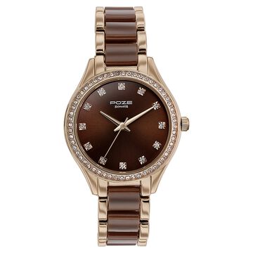 Sonata Poze Quartz Analog Brown Dial Metal & Plastic Strap Watch for Women