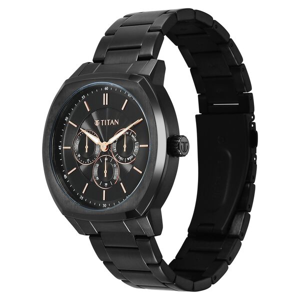 Titan Regalia Arc Analog with Day Date Second Subdial and Black Dial Black Stainless Steel Strap Watch for Men - image number 4