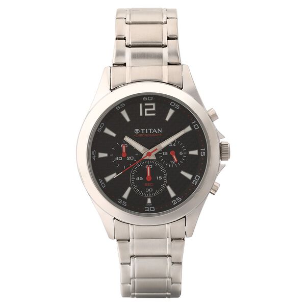 Titan Chronograph Black Dial Metal Strap watch for Men - image number 1