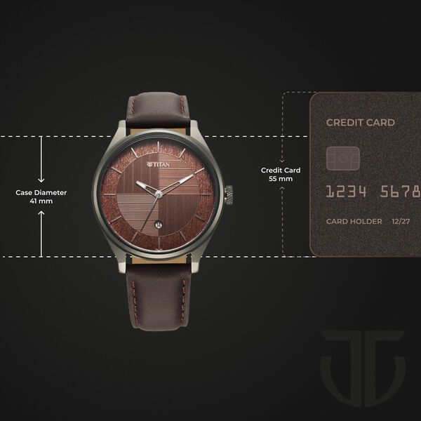 Titan Neo Economy Quartz Analog with Date Brown Dial Brown Leather Strap Watch For Men - image number 2