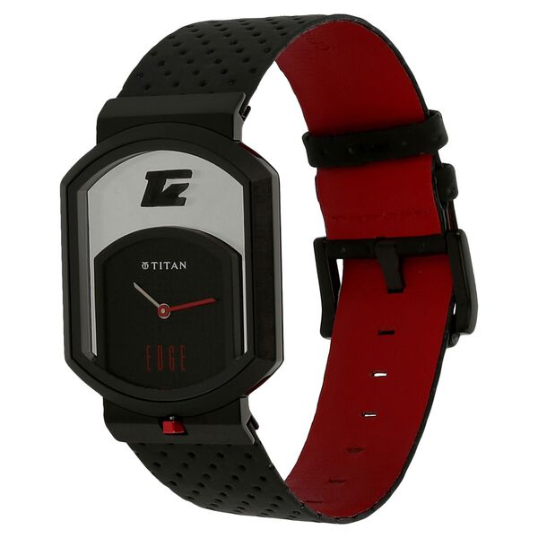Titan Edge Quartz Analog Black Dial Black Leather Strap Watch For Men - image number 1