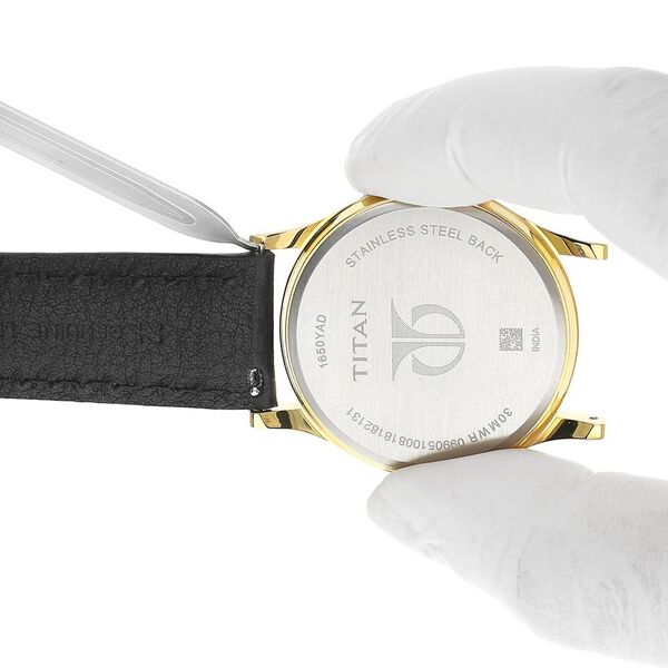 22 mm Black Genuine Leather Straps for Men - image number 6