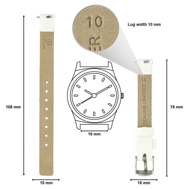 10 mm White Genuine Leather Strap for Women - image number 1