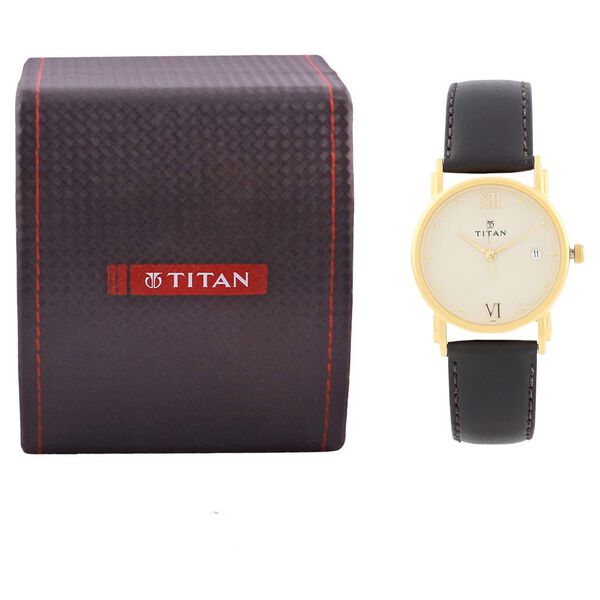 Titan Analog Champagne Dial Leather Strap watch for Men - image number 4