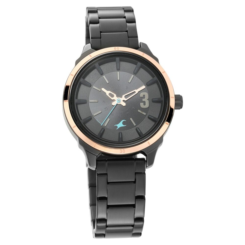 Buy Online Fastrack All Nighters Quartz Analog Black Dial Stainless Steel Strap Watch for Girls np6187km01 Titan