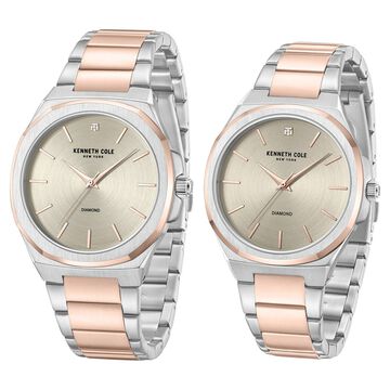 Kenneth Cole Kenneth Cole Quartz Analog Grey Dial With Rose Gold Stainless Steel Strap Watch for Couple