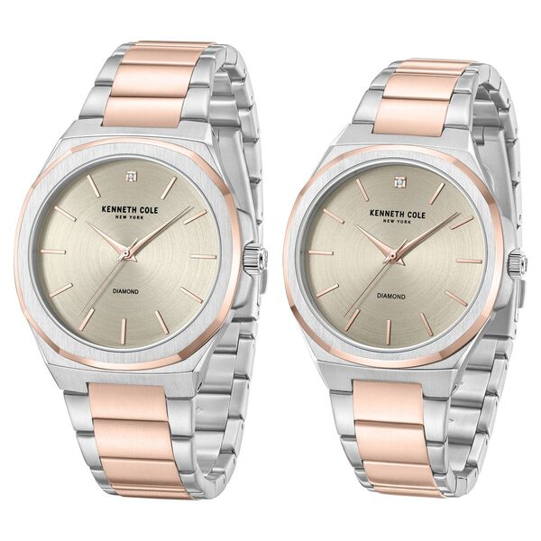 Kenneth Cole Kenneth Cole Quartz Analog Grey Dial With Rose Gold Stainless Steel Strap Watch for Couple - image number 1