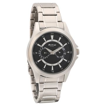 Titan Quartz Multifunction Black Dial Stainless Steel Strap Watch for Men