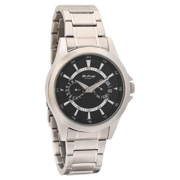 Titan Octane Multifunction Black Dial Silver Stainless Steel Strap Watch For Men - image number 0