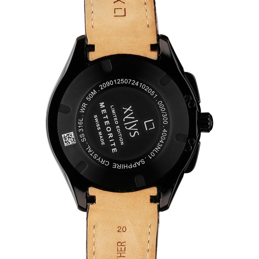 Xylys Swiss Chronograph Black Leather Strap Aventurine Dial Watch For Men