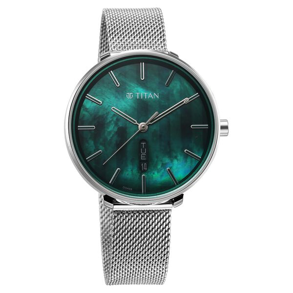 Titan Neo Analog with Day and Date Mother Of Pearl Dial Silver Color Stainless Steel Strap Watch For Women - image number 1