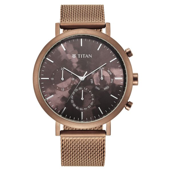 Titan Purple Two Toned Dial Analog with Day and Date Stainless Steel Strap watch for Men - image number 1
