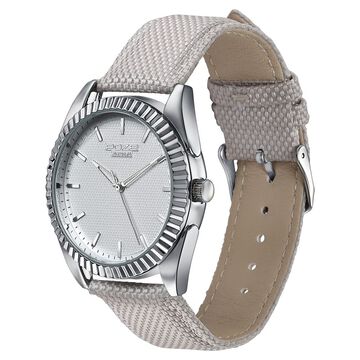 Poze By Sonata Quartz Analog White Dial Grey Nylon Strap Watch For Men
