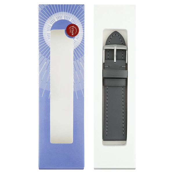22 mm Grey Genuine Leather Strap for Men - image number 7
