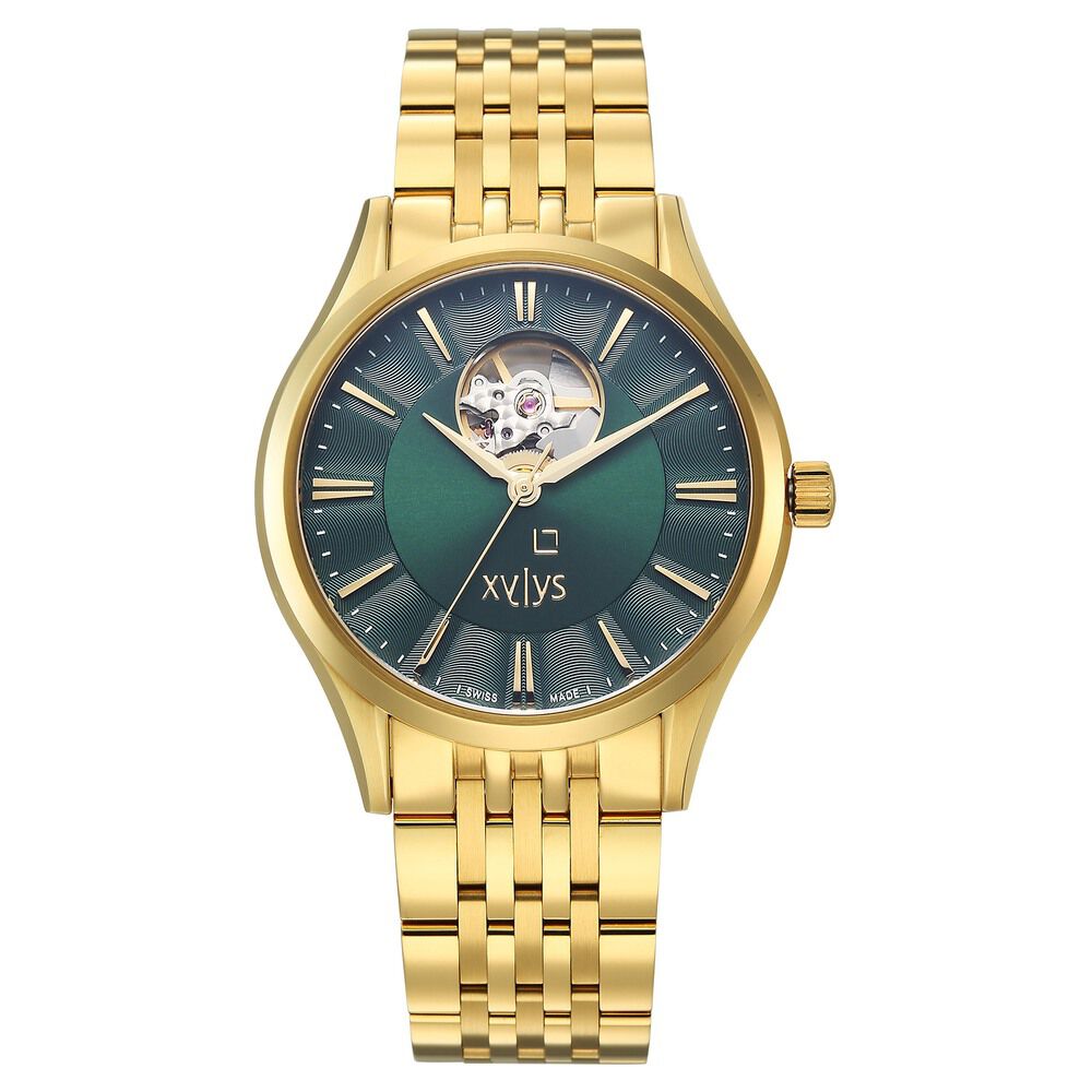 Xylys Belvedere Automatic Green Dial Golden Stainless Steel Strap Watch For Men-picture-10