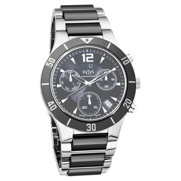 Xylys Quartz Chronograph Black Dial Stainless Steel & Ceramic Strap Watch for Men