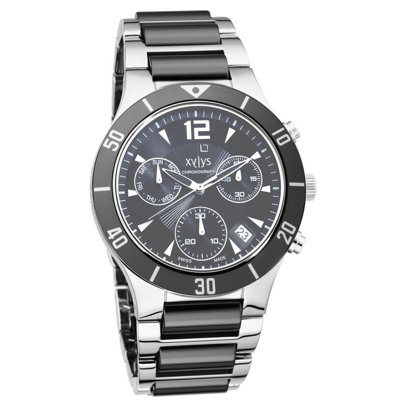 Xylys Quartz Chronograph Black Dial Stainless Steel & Ceramic Strap Watch for Men - image number 0
