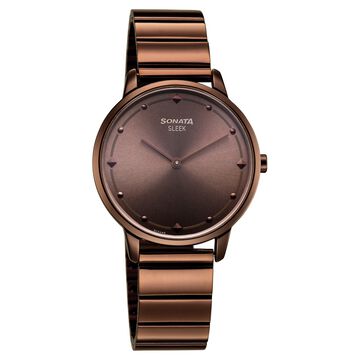 Sonata Sleek Women Bronze Sunray Dial Ultra-Slim Brown Metal Watch