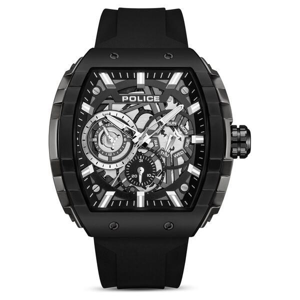 Police Quartz Multifunction Black Dial Black Colour Silicone Strap Watch For Men - image number 0