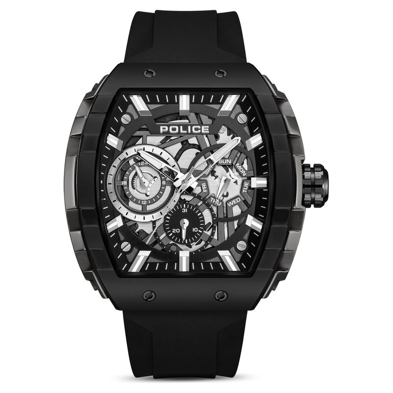 Police Quartz Multifunction Black Dial Black Colour Silicone Strap Watch For Men
