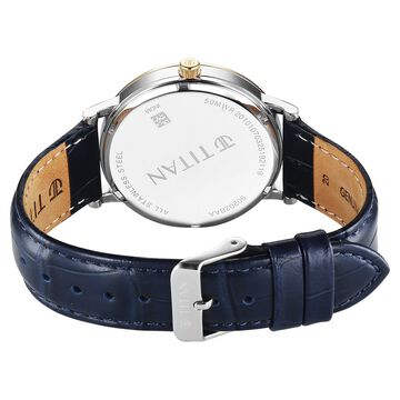 Titan Elegance Analog with Date by Hand and Blue Dial Blue Leather Strap Watch for Men