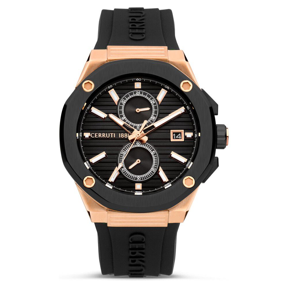 Buy Online Cerruti 1881 Black Dial Silicone Strap Watch for Men