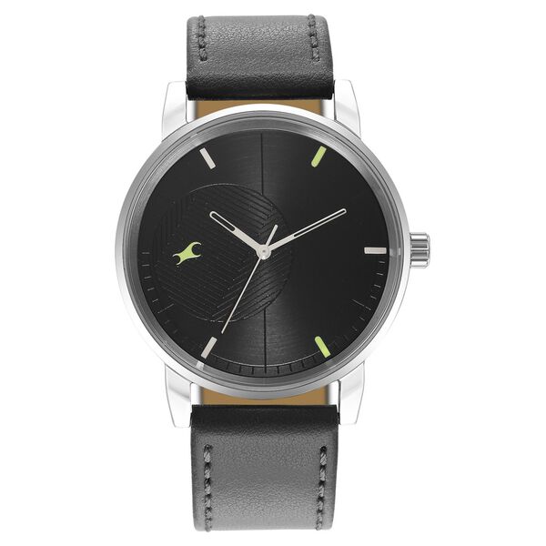 Fastrack Stunners Quartz Analog Black Dial Leather Strap Watch for Guys - image number 2