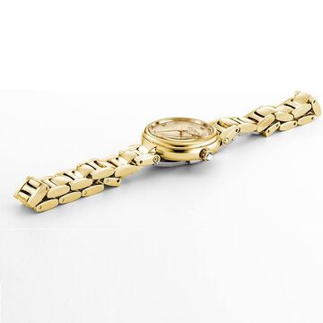 Roamer Dreamline Diamond Quartz Analog Champagne Mother of Pearl Dial Golden Stainless Steel Strap Watch For Women
