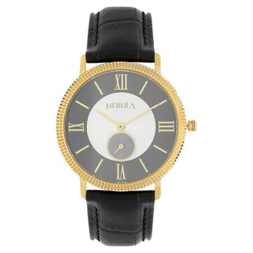 Titan Nebula Vintage 18k Gold Analog with Offset Seconds Leather Strap Watch for Men