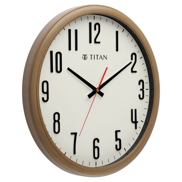 Brown Wooden Texture Oval Clock with White Dial and Silent Sweep Technology - 37 cm x 41.5 cm (Large) - image number 2