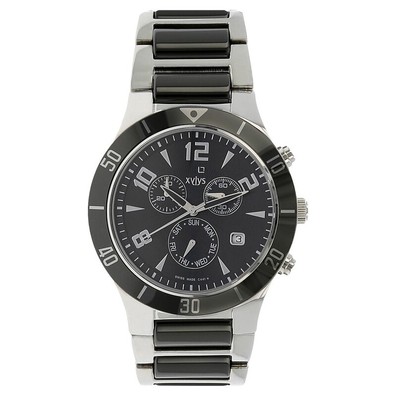 Xylys Swiss Chronograph Two Toned Stainless Steel And Ceramic Strap and Blue Dial Watch For Men