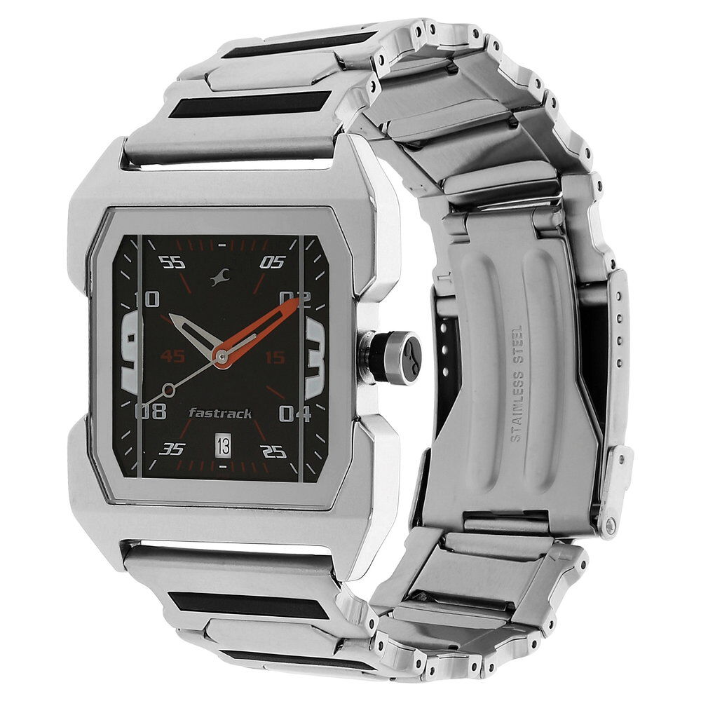 Buy Online Fastrack Quartz Analog Black Dial Stainless Steel Strap Watch for Guys ns1474sm02 Titan
