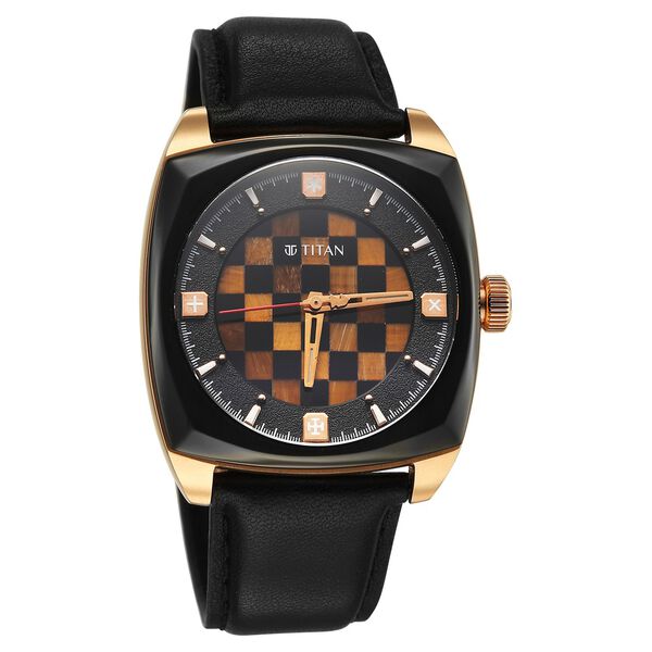 Titan Grandmaster X Gukesh Dommaraju Special Edition Tiger Eye and Black Agate Dial Premium Leather Strap Watch for Men - image number 2
