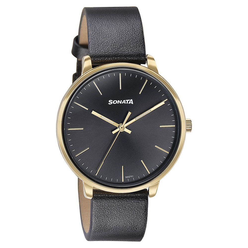 Sonata black wrist watch on sale