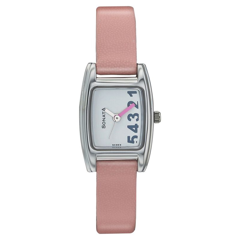 Sonata Quartz Analog White Dial Leather Strap Watch for Women