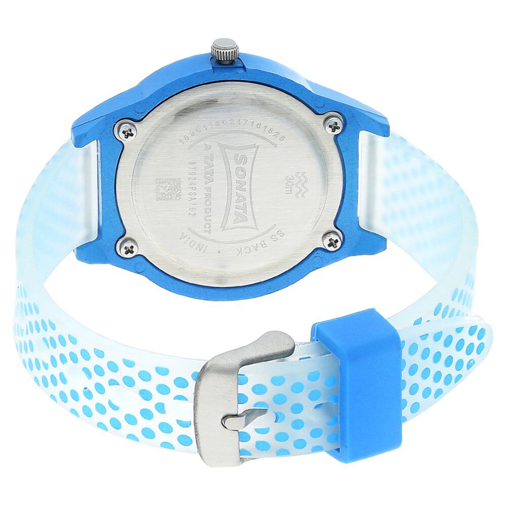 Buy Online Sonata Colorpop Blue Dial Women Watch With Plastic Strap nm87024pp04 Titan