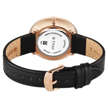 Titan Neo Quartz Analog Black Dial Black Leather Strap Watch For Women
