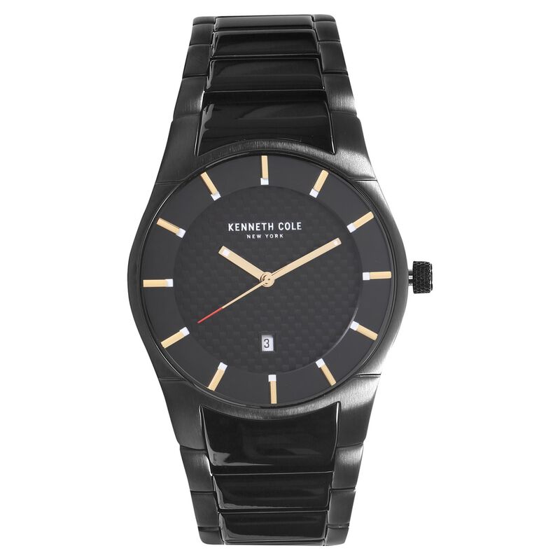 Buy Online Kenneth Cole Quartz Analog with Date Black Dial Metal Strap ...