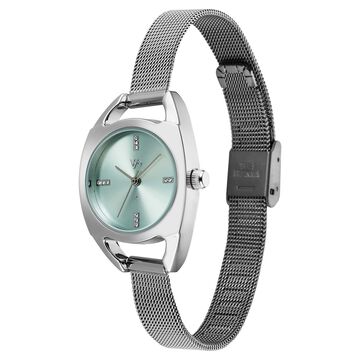 Vyb Spotlight By Fastrack Quartz Analog Blue Dial Silver Stainless Steel Strap Watch For Girls