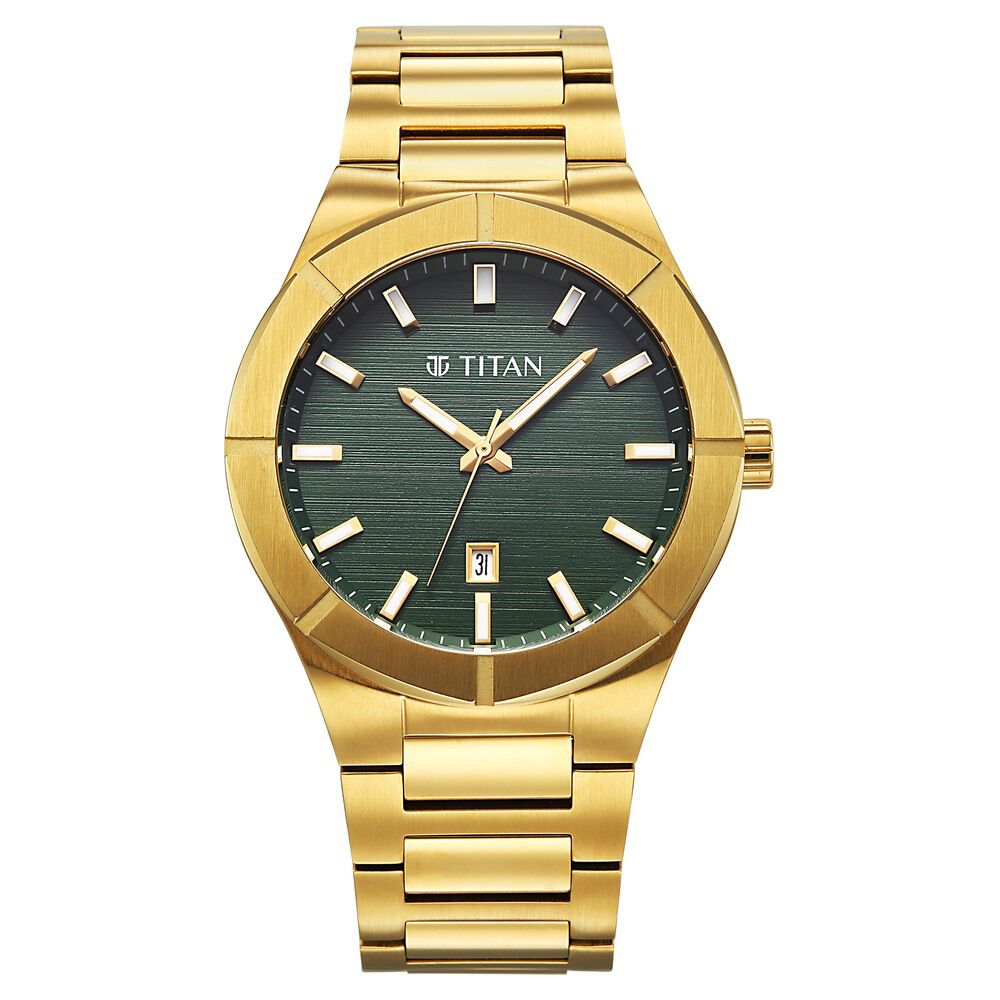 Titan Regalia Marque Analog with Green Dial Gold Strap Watch for Men-picture-10
